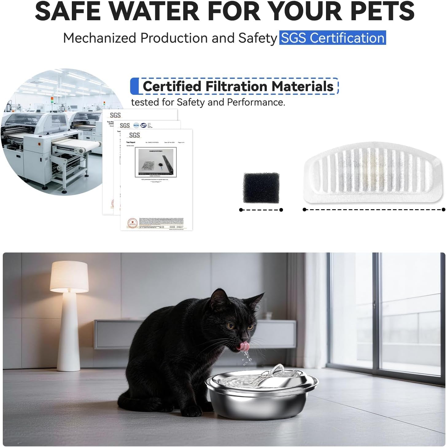 Cat Water Fountain Filters, Replacement Carbon, Resin Filters for D30 67Oz/2L Automatic Pet Fountain Cat Water Fountain Dog Water Dispenser, 3 Triple Filtration System(6Pcs 67Oz/2L Filters)