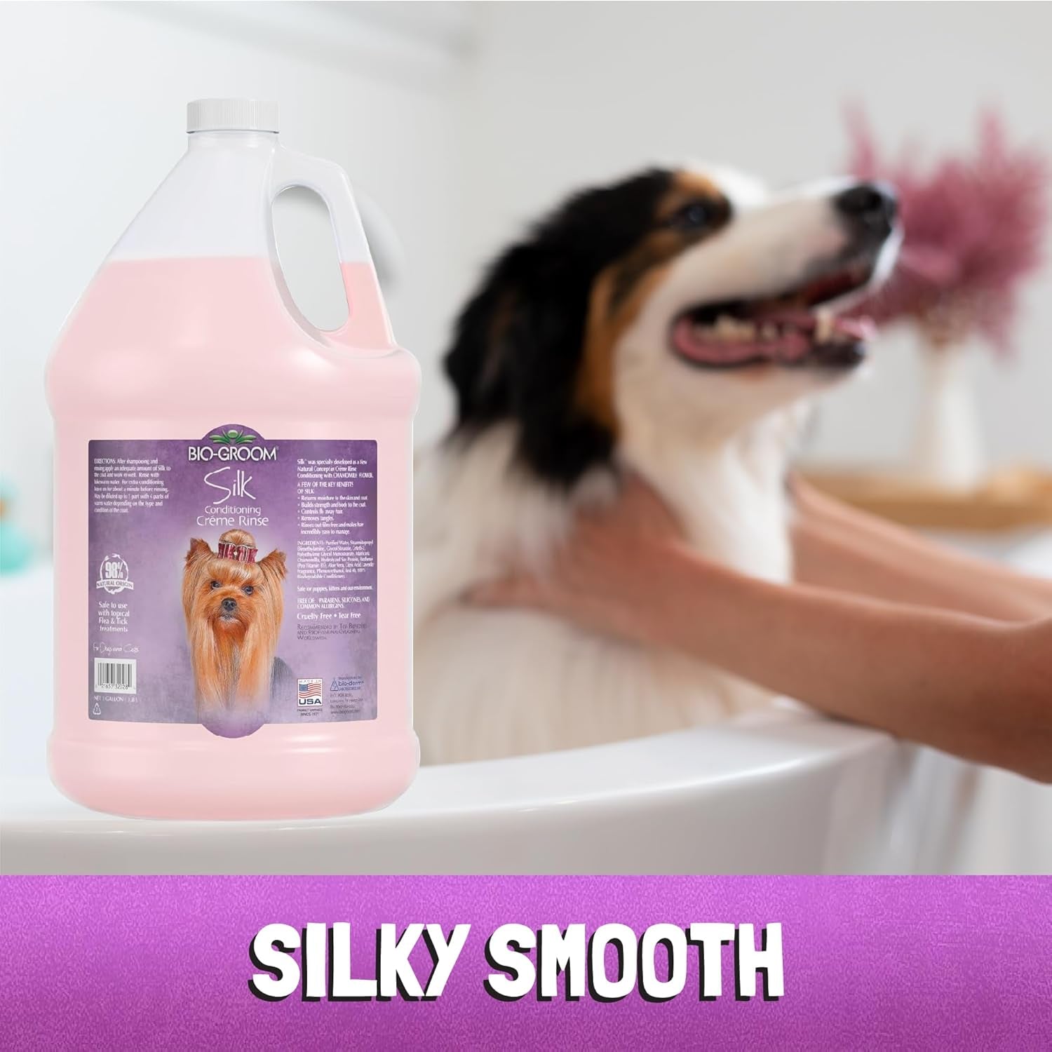 Silk Creme Rinse Dog Conditioner – Dog Bathing Supplies, Puppy Shampoo, Cat & Dog Grooming Supplies for Sensitive Skin, Cruelty-Free, Made in USA, Tearless Dog Products – 32 Fl Oz 1-Pack